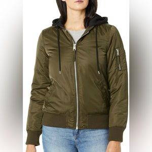 Levi’s Satin Hooded Bomber Jacket with Hood - Green, L